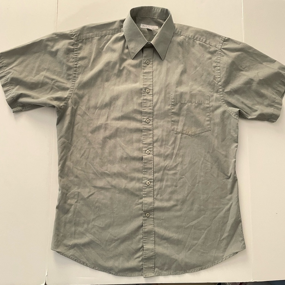 Protocol Men’s Button Up Short Sleeve Shirt Green 15 1/2 33-34